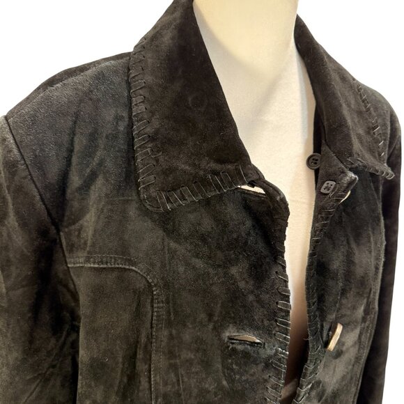 Vintage Bernardo Genuine Leather Long Black Coat – Size L - Picture 1 of 10
